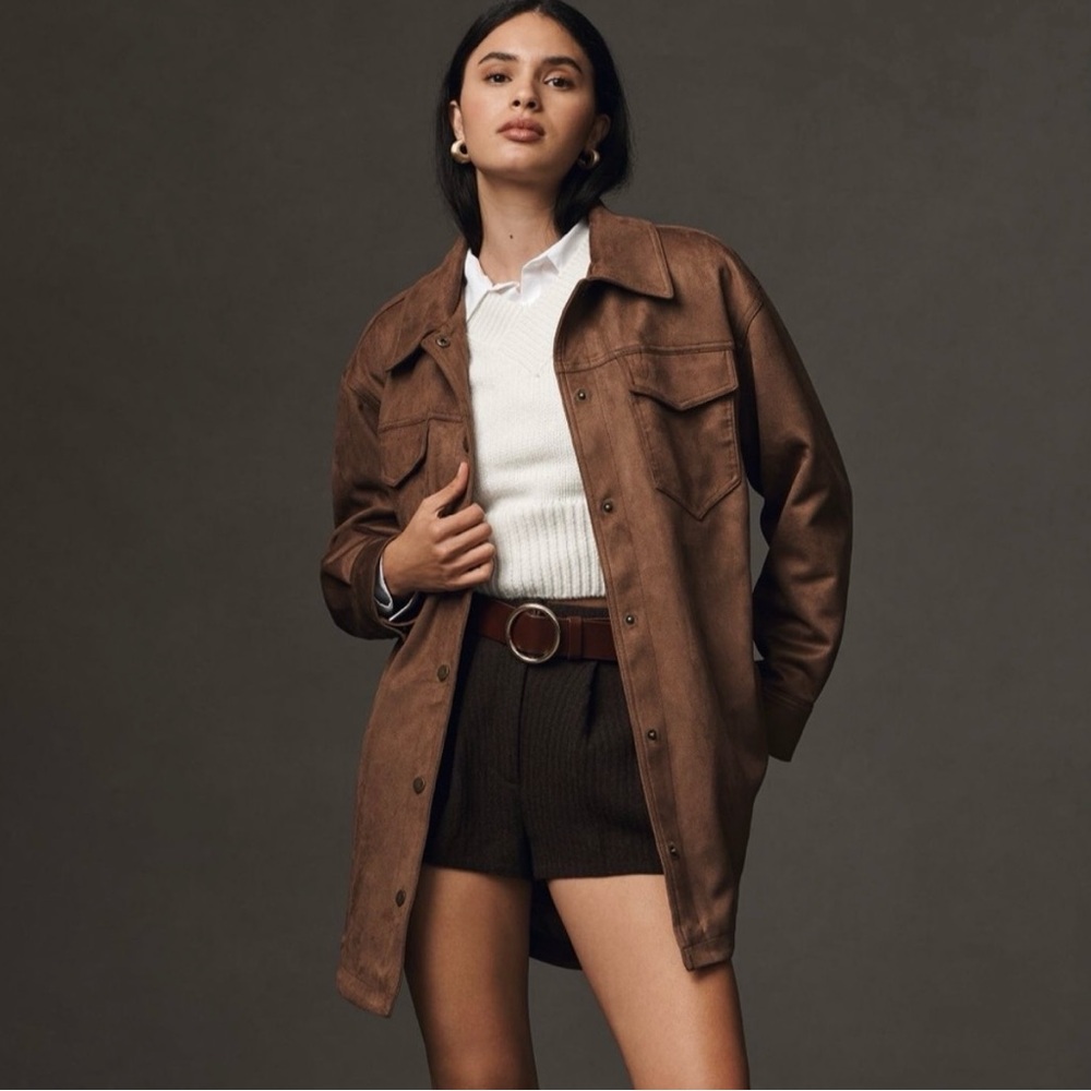 Anthropologie Brown Utility Jacket with Classic Collar